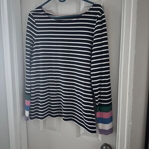 BODEN Ella Long Sleeve Breton Navy Multi Cuff
